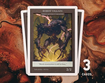 3x Robot Villain Tokens | MTG Custom Card | Old-School Retro Frame | Vintage Archives | RT252
