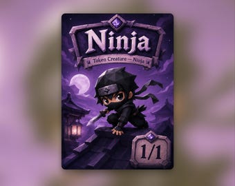 Black Ninja Token | MTG Custom Card | Clean Fantasy Art | Poly World | PW245