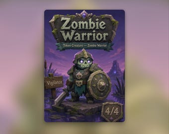Black Zombie Warrior Token | MTG Custom Card | Clean Fantasy Art | Poly World | PW253