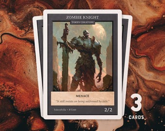 3x Black Zombie Knight Tokens | MTG Custom Card | Old-School Retro Frame | Vintage Archives | RT249