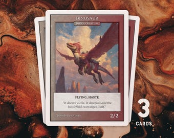3 fichas de dinosaurio • Rojo Blanco 2/2 Volar Prisa • MTG / RT030