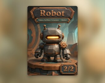 Colorless Robot Token | MTG Custom Card | Clean Fantasy Art | Poly World | PW250