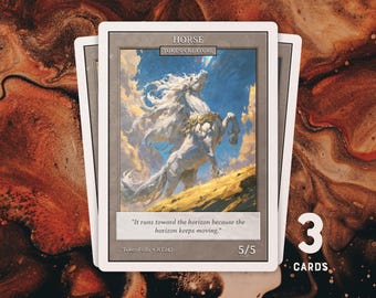 3x White Horse Tokens | MTG Custom Card | Old-School Retro Frame | Vintage Archives | RT247