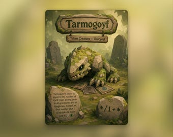 Green Tarmogoyf Token | MTG Custom Card | Clean Fantasy Art | Poly World | PW254