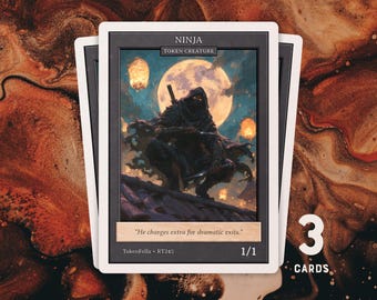 3x Black Ninja Tokens | MTG Custom Card | Old-School Retro Frame | Vintage Archives | RT245
