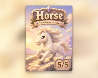 White Horse Token | MTG Custom Card | Clean Fantasy Art | Poly World | PW247