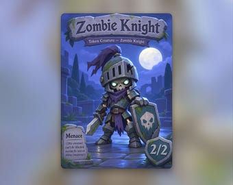 Black Zombie Knight Token | MTG Custom Card | Clean Fantasy Art | Poly World | PW249