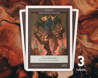 3x Colorless Robot Tokens | MTG Custom Card | Old-School Retro Frame | Vintage Archives | RT250