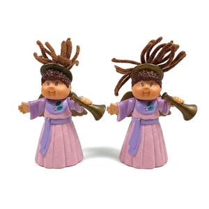 VTG 1994 Cabbage Patch Kids Angel Figure Set 2 delar rosa PVC-trumpetleksak