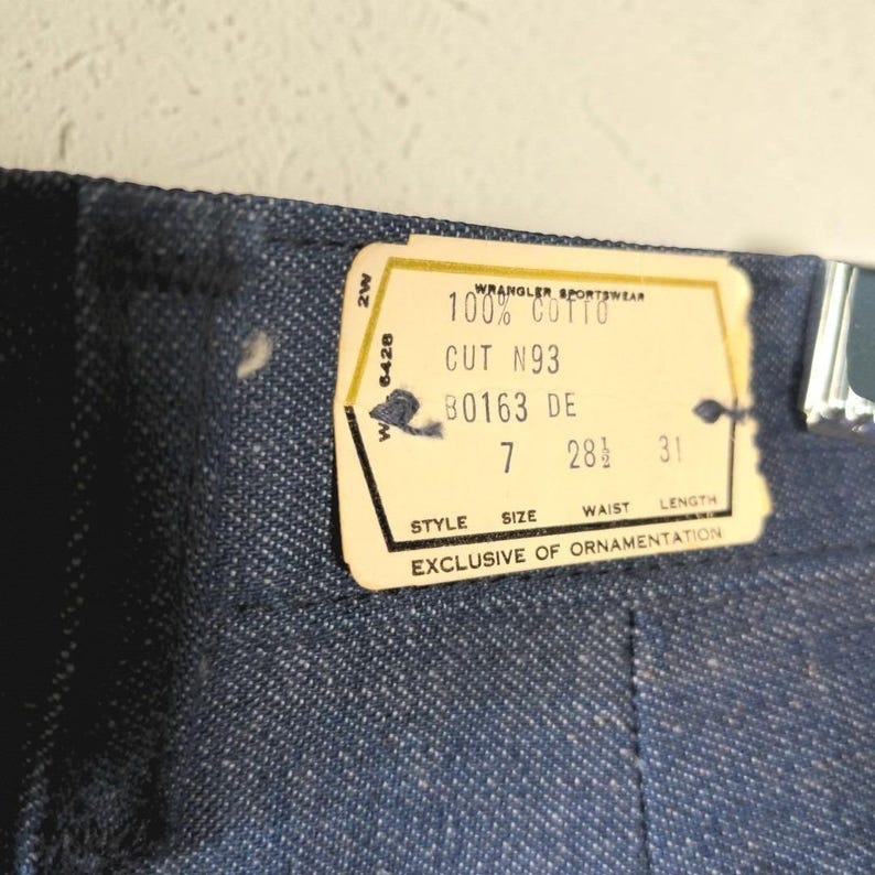 Pantalones vaqueros Wrangler Ours vintage de los años 70, con tachuelas, corte acampanado, talla 7/24, para mujer, nuevos, sin usar. imagen 14