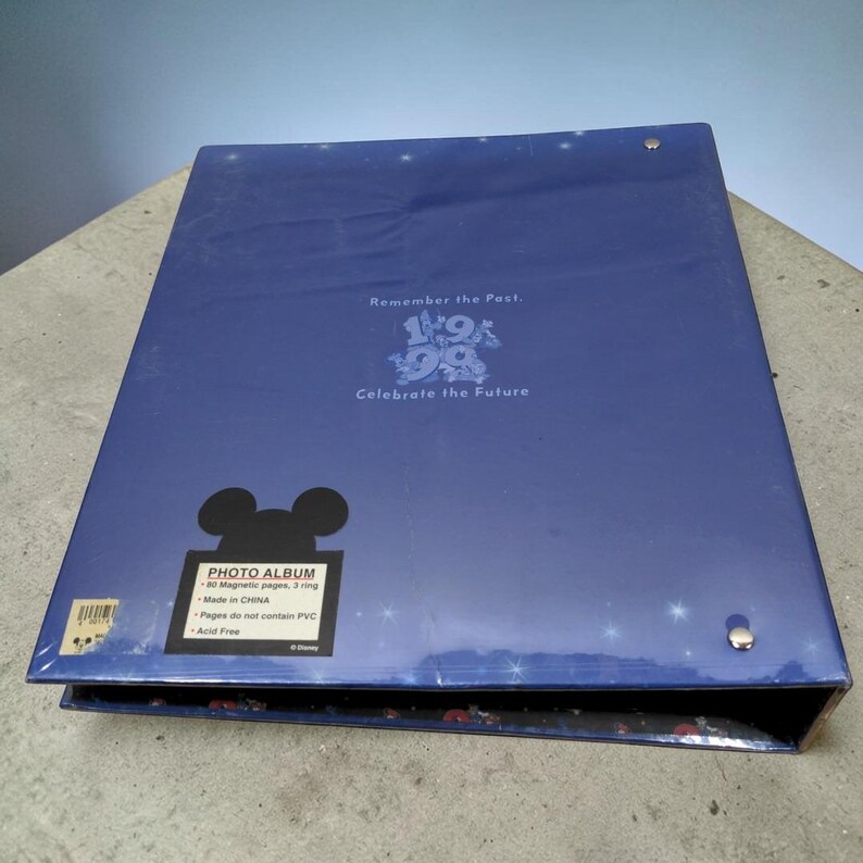 Álbum de fotos vintage de Walt Disney World de 1999, 80 páginas magnéticas, Mickey Mouse, 3 anillas. imagen 11