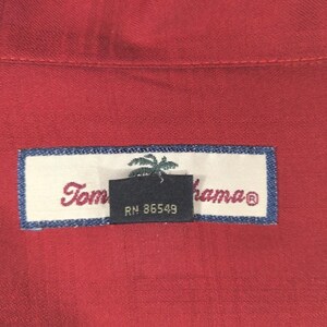 トミーバハマ レッド シルク キャンプシャツ M ヴィンテージ チェッカーボード柄 ボタンダウン 画像 9