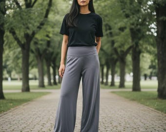 Vintage 2006 Old Navy Gray Wide Leg Yoga Pants – Cotton Modal Blend