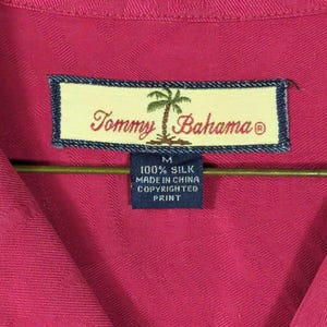 Tommy Bahama Shirt M 100% Seide VTG Herren Pink Floral Jacquard Camp Aloha Tropical Bild 11