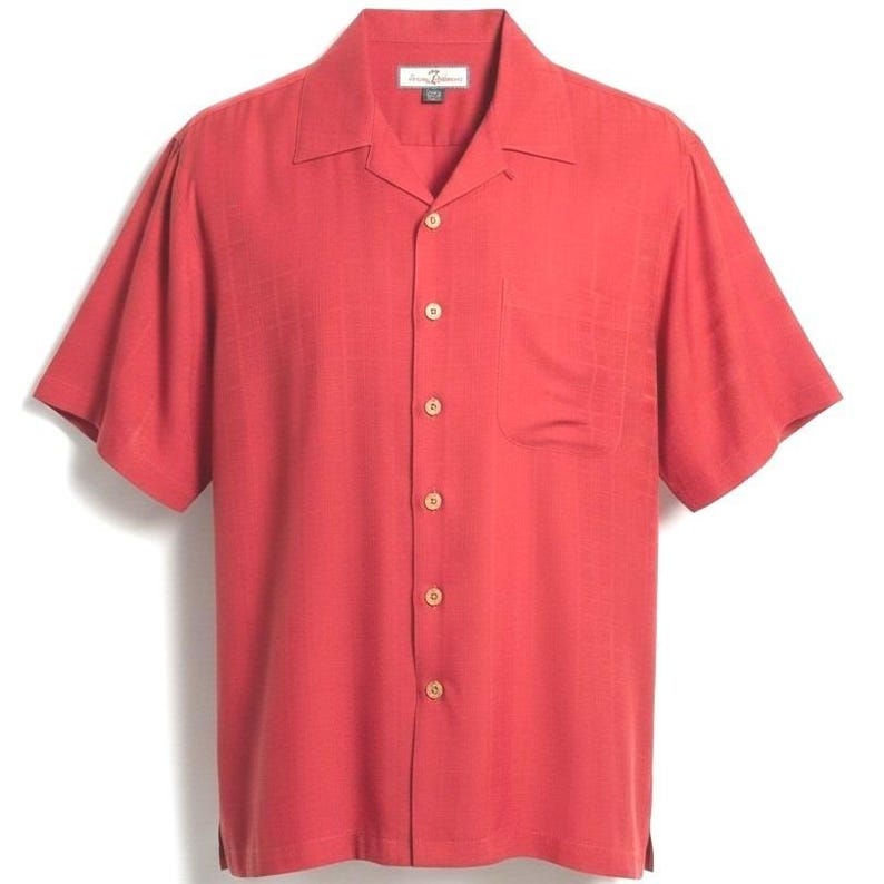 トミーバハマ レッド シルク キャンプシャツ M ヴィンテージ チェッカーボード柄 ボタンダウン 画像 1