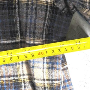 Pendleton Plaid Flannel Shirt M VTG 70s 100% Virgin Wool Washable Blue Tan Usa image 7