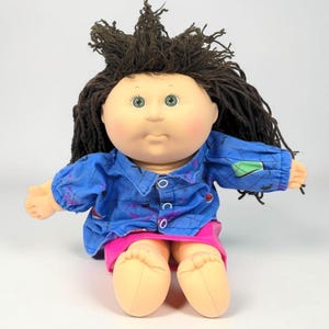 Vintage Cabbage Patch Kids Pretty Crimp N Curl Puppe, braunes Garnhaar, grüne Augen, 1991