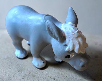 Figura de burro miniatura de PVC gris claro estilo granja campestre vintage