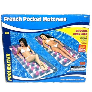 Vtg Poolmaster Retro Dual Pack Adult Pool Floats Brand New French Pocket Design