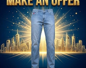 VTG Tommy Hilfiger Herren Straight Fit Jeans 36 x 32 Blau Medium Wash Y2K 2000er Jahre