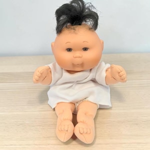 VTG Mattel Cabbage Patch Asian Baby Doll 11" Black Topknot Hair 1999 MPB1  Rare