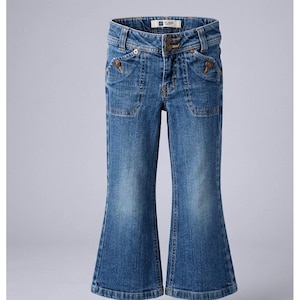 Vtg Gap Kids Y2K Flare Jeans Size 4 Adjustable Waist Stretch 2005 Retro Denim