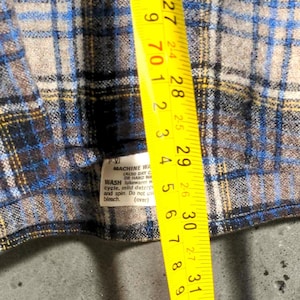 Pendleton Plaid Flannel Shirt M VTG 70s 100% Virgin Wool Washable Blue Tan Usa image 6