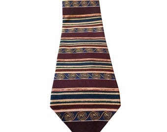 VTG Christian Dior Cravate Silk Tie 1990s Made in Canada Abstract Geometric Red