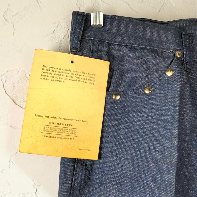 Pantalones vaqueros Wrangler Ours vintage de los años 70, con tachuelas, corte acampanado, talla 7/24, para mujer, nuevos, sin usar. imagen 6