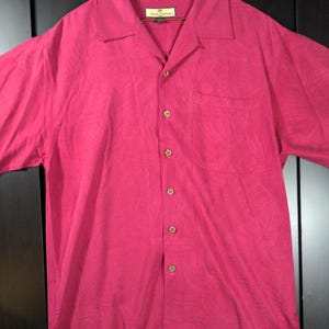 Tommy Bahama Shirt M 100% Seide VTG Herren Pink Floral Jacquard Camp Aloha Tropical Bild 13