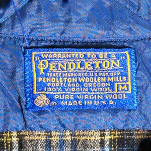 Pendleton Plaid Flannel Shirt M VTG 70s 100% Virgin Wool Washable Blue Tan Usa image 8