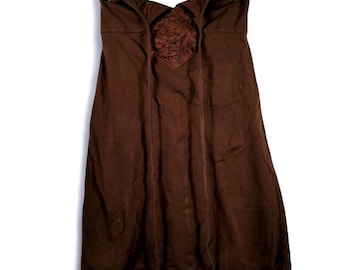 Vestido vintage American Eagle para mujer, talla XS, sin tirantes, de algodón marrón, con cuentas, estilo bohemio Y2K de los 90.