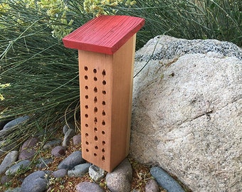 BEE HOUSE, Rustic RED Shingle Roof. Hand Made, Ready to Ship