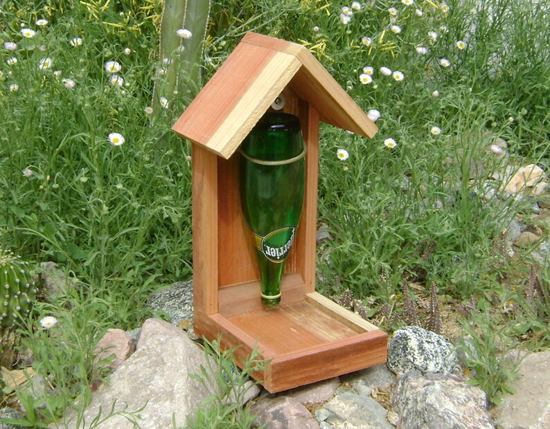 Bottle BIRD FEEDER Recycled Bottle Green Glass Recycled Etsy