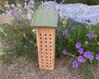 BEE HOUSE, Rustic SAGE Shingle Roof. Hand Made, Ready to Ship