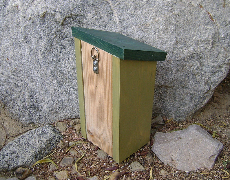 Painted BEE HOUSE, Green Sage and Forest, Insect Hotel, Hand Made. Made to Order. image 4