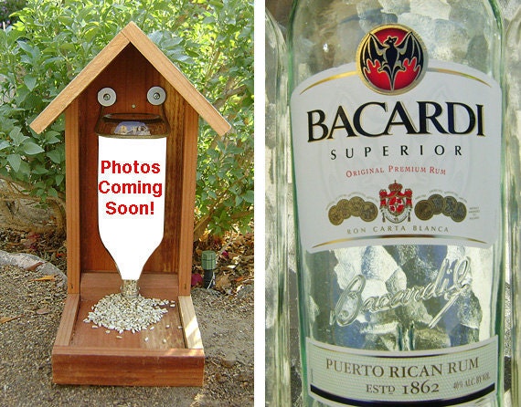 Recycled Bottle Bird Feeder Rum Bottle Recycled Rum Bottle Etsy