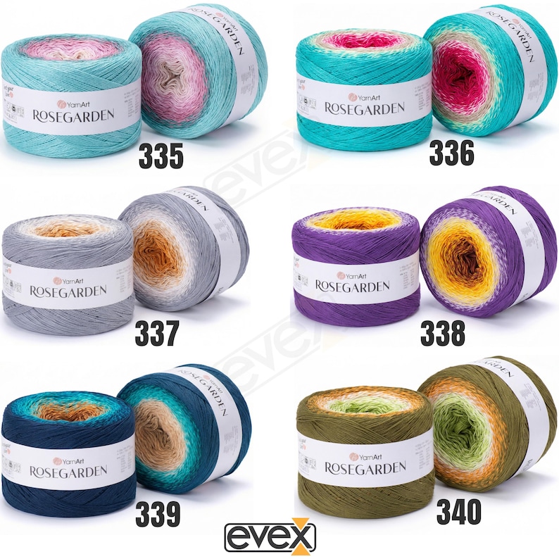YarnArt Rosegarden 100% Cotton Gradient Yarn Cake, Ombre Multicolor Soft Cotton, Fingering Sock Weight bild 8