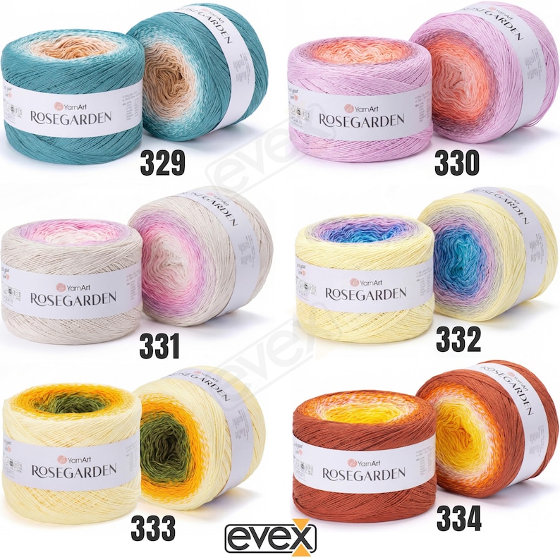YarnArt Rosegarden 100% Cotton Gradient Yarn Cake, Ombre Multicolor Soft Cotton, Fingering Sock Weight bild 7