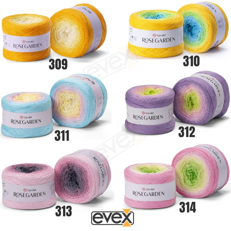 YarnArt Rosegarden 100% Cotton Gradient Yarn Cake, Ombre Multicolor Soft Cotton, Fingering Sock Weight bild 4