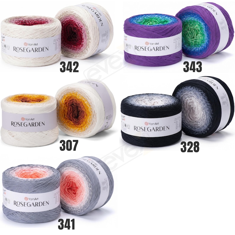 YarnArt Rosegarden 100% Cotton Gradient Yarn Cake, Ombre Multicolor Soft Cotton, Fingering Sock Weight bild 9