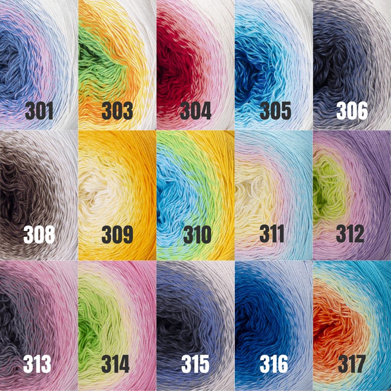 YarnArt Rosegarden 100% Cotton Gradient Yarn Cake, Ombre Multicolor Soft Cotton, Fingering Sock Weight bild 10