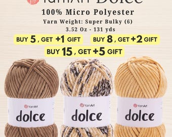 YarnArt Dolce Yarn, Velvet Chenille Amigurumi Baby Blanket, 100% Micro Polyester, Yarn Weight: Super Bulky (6), 3.52 oz  131 yds