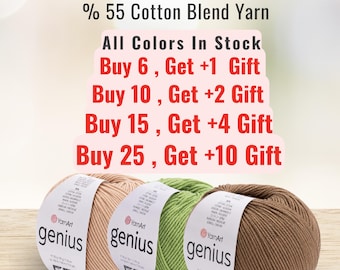 YarnArt Cotton Blend Yarn for Amigurumi, 4 Ply Sport Weight Soft Knitting Crochet Yarn, 55 Cotton 45 Acrylic Yarn, Durable DIY Craft Supply