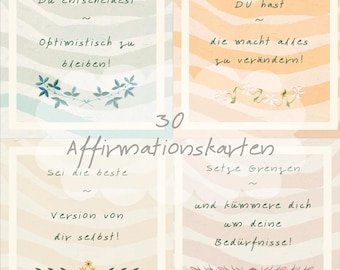 30 Affirmationskarten/Motivationssprüche - Jeden Tag ein gutes Gefühl ! Digital zum Ausdruck