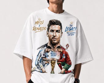 Messi Ronaldo Football PNG T-Shirt Design (Digital Download)