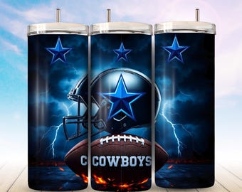 COWBOY Tumbler Wrap Football Sports PNG Sublimation Printable 20oz Skinny Digital Download Design