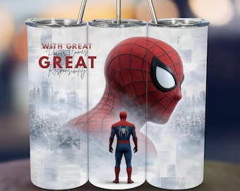 Spiderman Tumbler Wrap Design 20 oz Skinny Super Hero Printable Sublimation (PNG Digital Download)