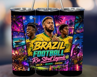 Brazil Soccer Tumbler Wrap Design 20 oz Skinny Fifa World Cup Printable Sublimation (PNG Digital Download)