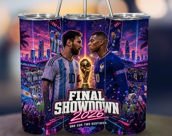 Argentina vs France Soccer Tumbler Wrap Design 20 oz Skinny Fifa World Cup Printable Sublimation (PNG Digital Download)